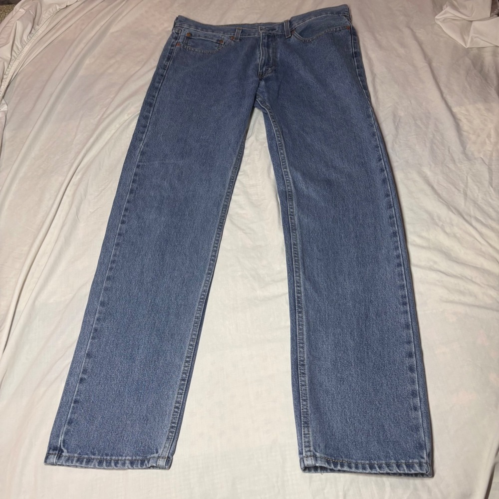 Levis 505 Mens Regular Fit Straight Leg Jeans Blue Medium Wash W36 L34 Zip Fly